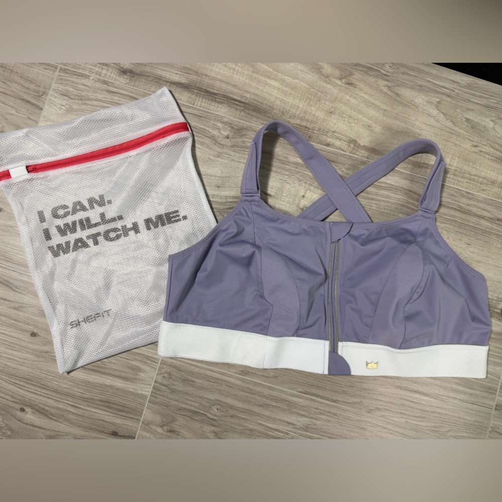 SHEFIT Purple Front-Zip Support Sports Bra